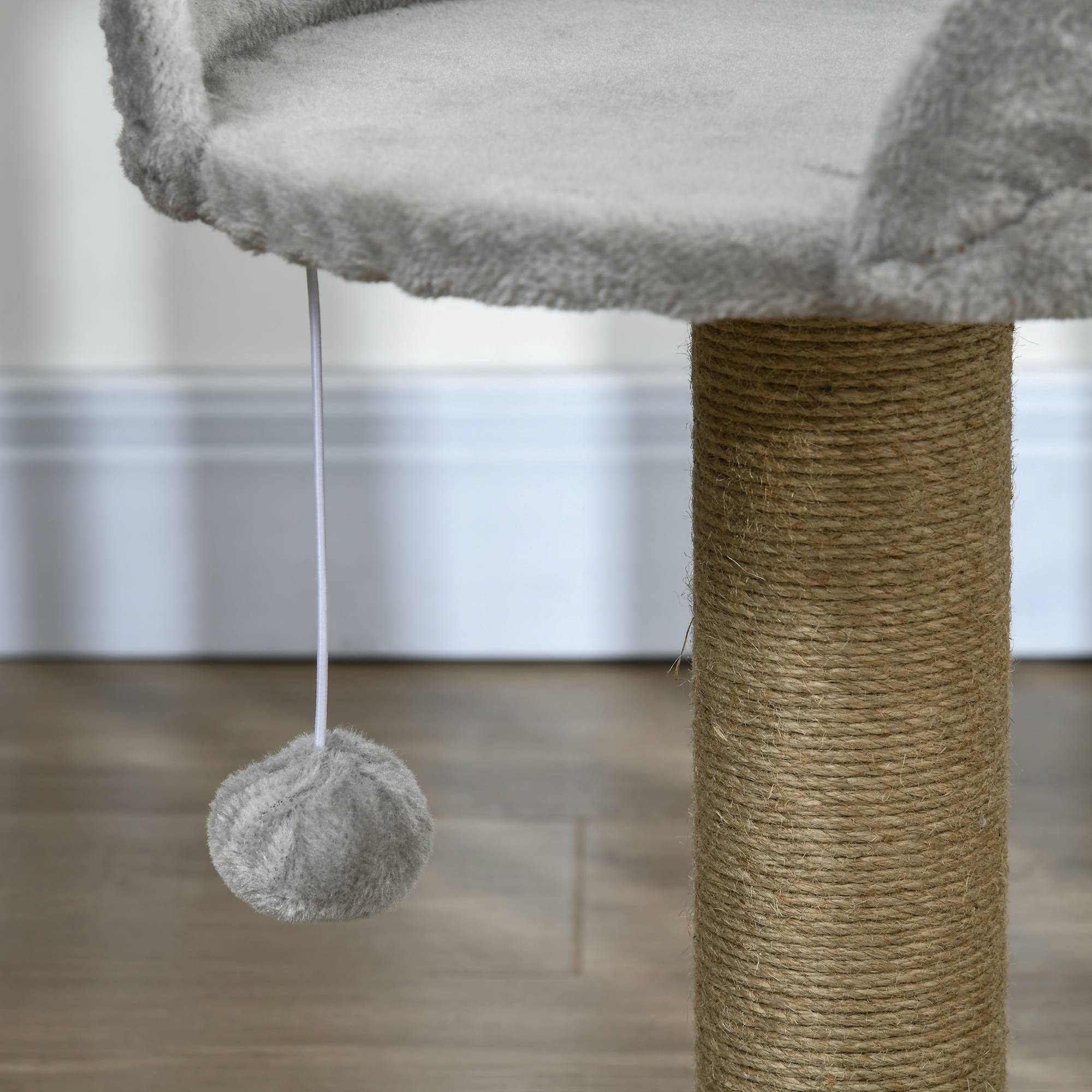 Arbre à chat panneaux de particules intérieur jeu pompon suspendu 40x40x49cm gris - ComfortXL Outdoor Living - Image 10
