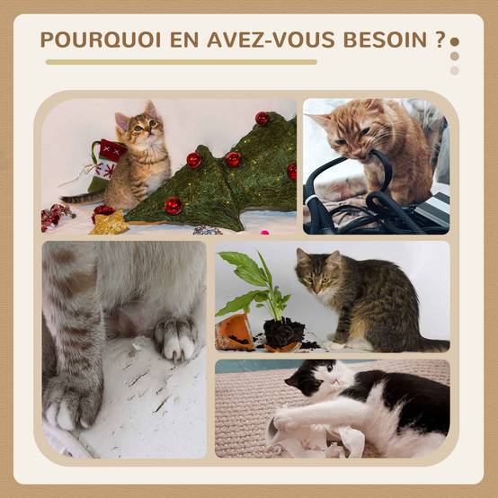 Arbre à chat panneaux de particules intérieur jeu pompon suspendu 40x40x49cm gris - ComfortXL Outdoor Living - Image 7
