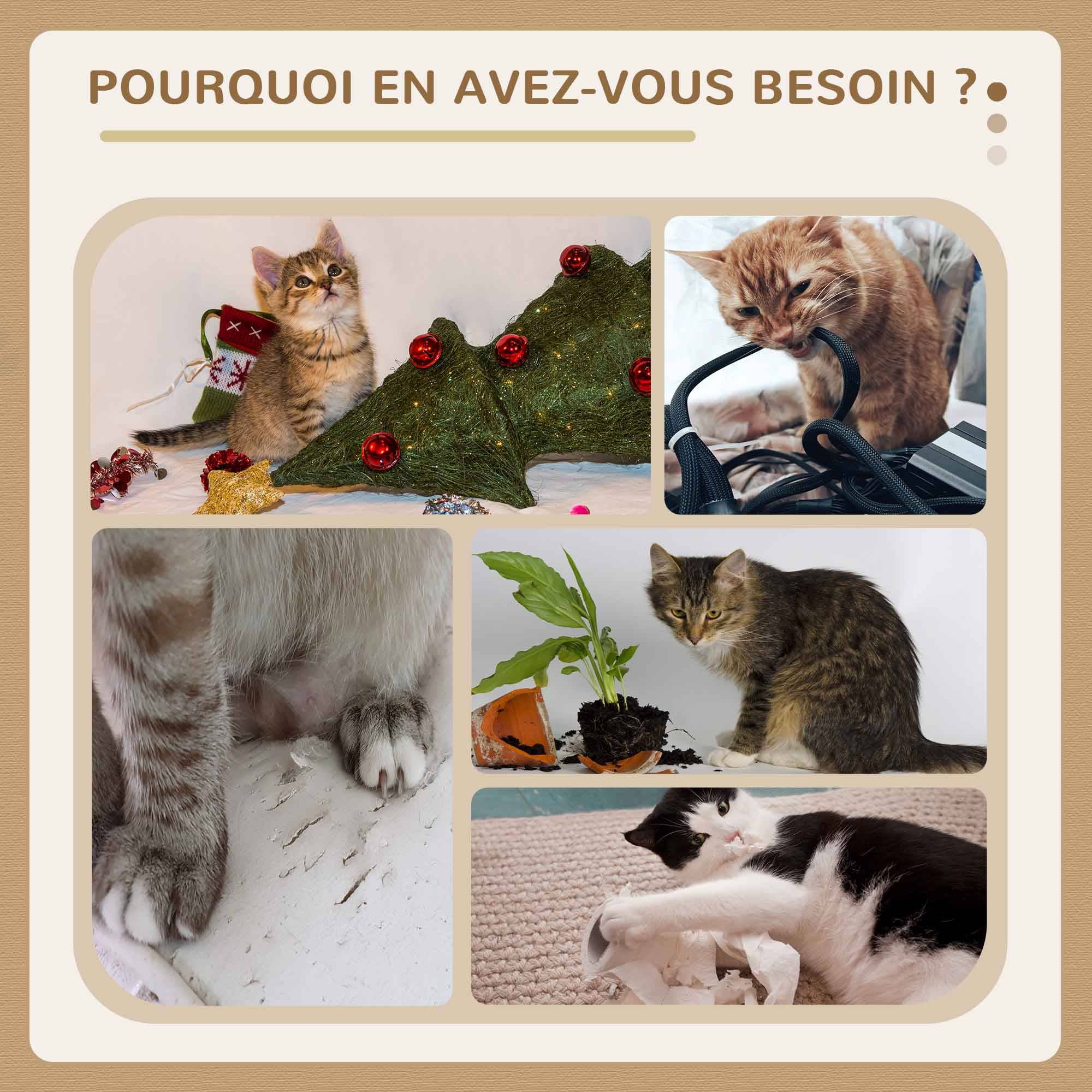 Arbre à chat panneaux de particules intérieur jeu pompon suspendu 40x40x49cm gris - ComfortXL Outdoor Living - Image 7