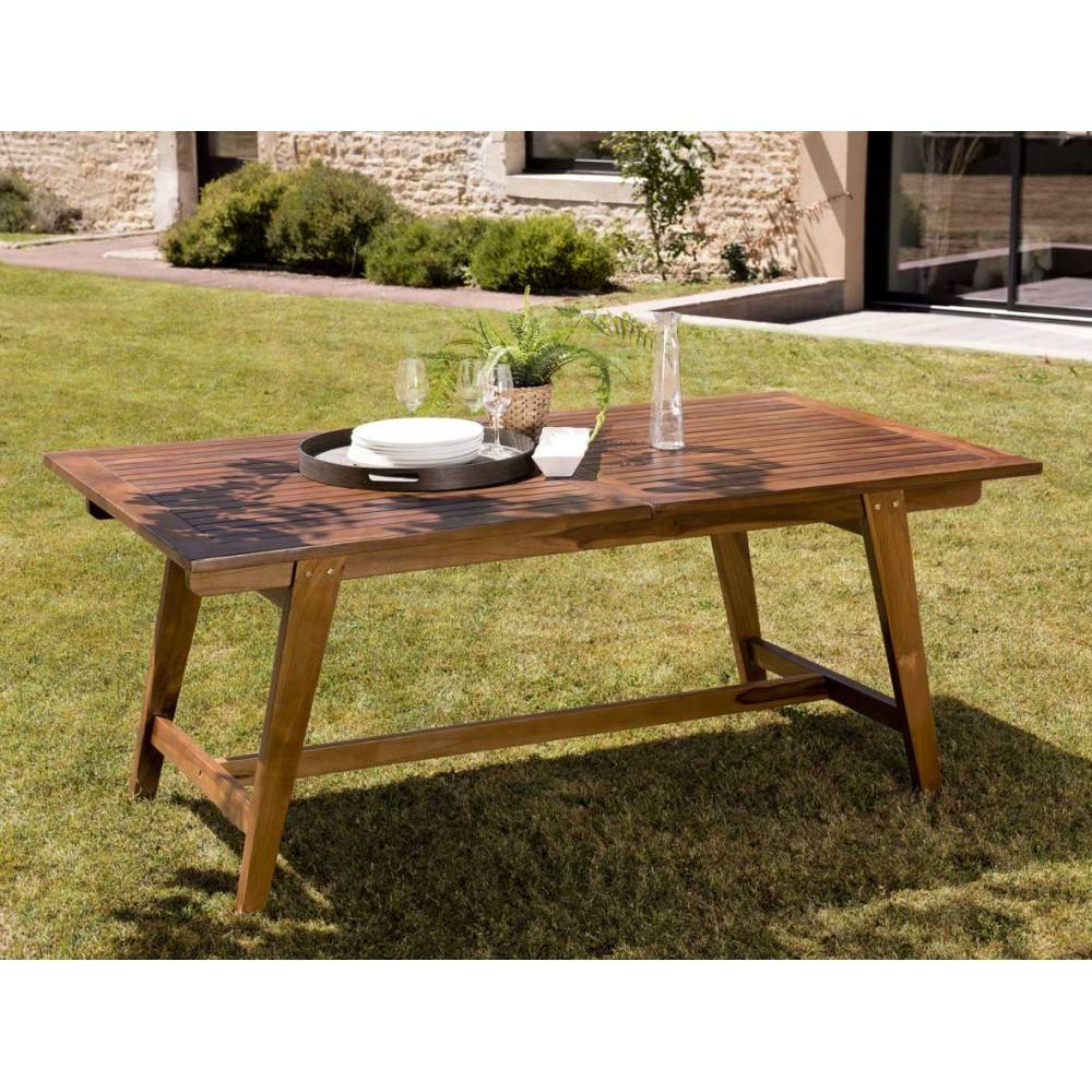 Macabane - MAEVA - Table de jardin rect. scandi ext. 180/240cm bois teck huilé - Imagen 2