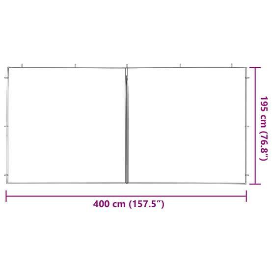Mur de tente de fête PE et acier gris clair 400 x 195 cm, Poids:1.07kg - PANGIVO - Image 6