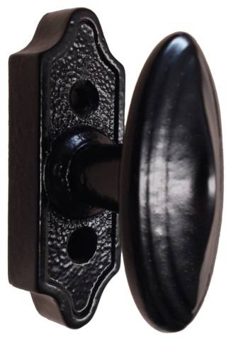 Bouton rustique sur rosette ROLLINGER époxy noir - BR1BT5EN