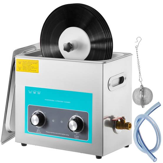 Vevor - VEVOR Nettoyeur ultrasons disque vinyle pro 6L, 4 disques à la fois, inox, chauffage, commande bouton. - Image 1