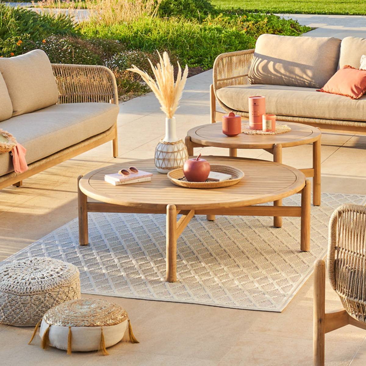 Hesperide - Table basse de jardin ronde "Deona" 120x38cm en acacia - Hespéride - Imagen 1