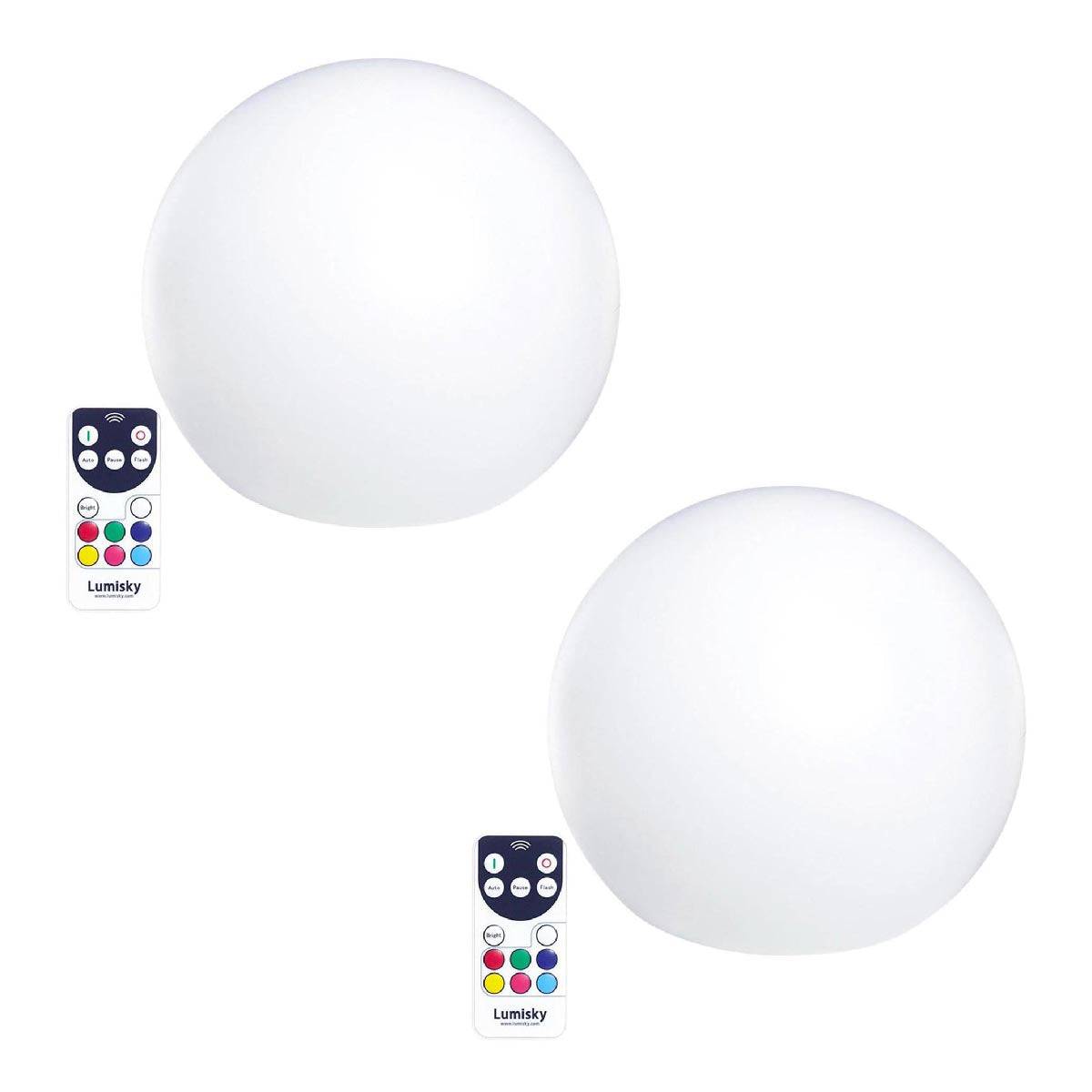 Lumisky - 2 Boules lumineuses sans fil flottantes BOBBY D30cm - Imagen 1