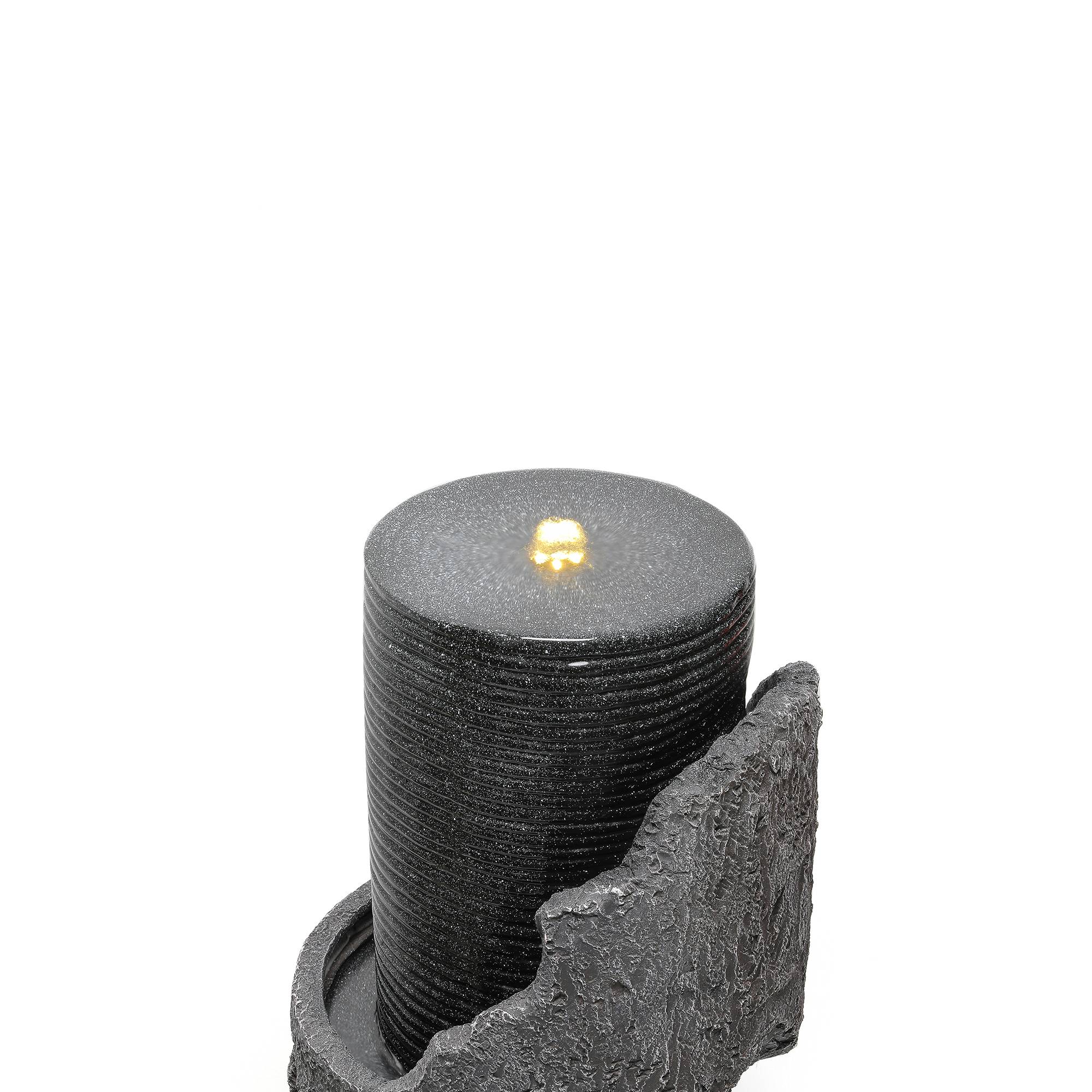 Fontaine de jardin aspect pierre en résine pour terrasse éclairage LED 100cm Gris - ComfortXL Outdoor Living - Image 6