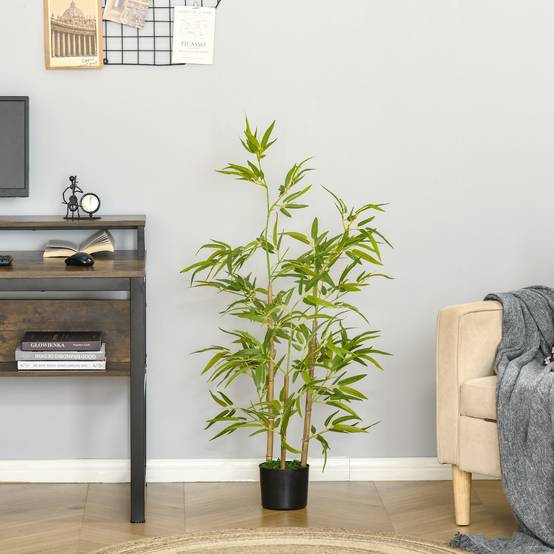 Plante artificielle 120cm en pot, 336 feuilles, bambou réaliste, int/ext - Image 3