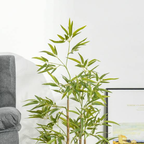 Plante artificielle 120cm en pot, 336 feuilles, bambou réaliste, int/ext - Image 9