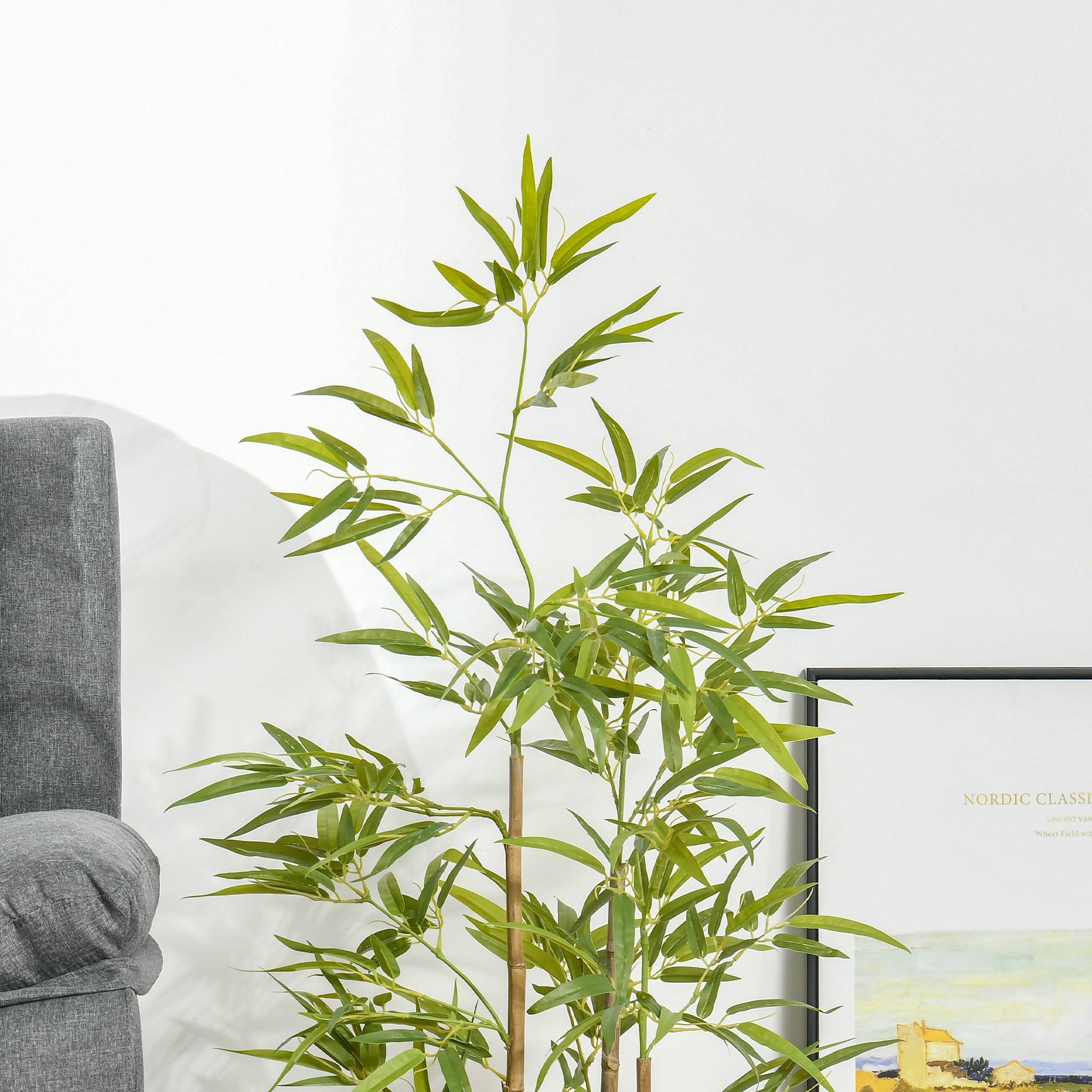 Plante artificielle 120cm en pot, 336 feuilles, bambou réaliste, int/ext - Image 9