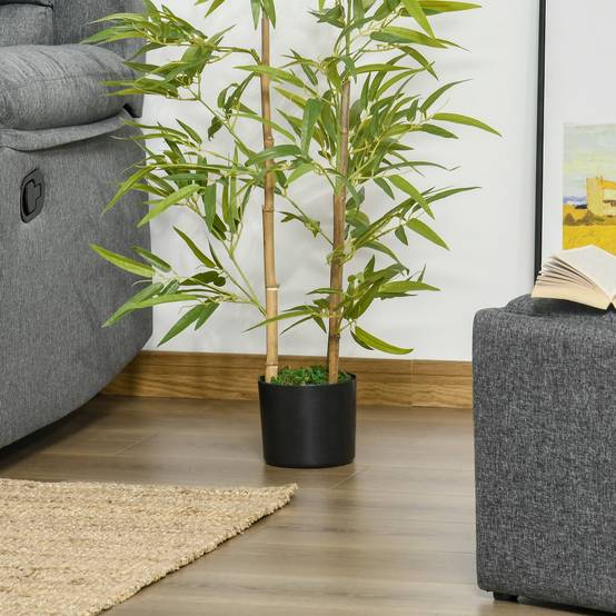 Plante artificielle 120cm en pot, 336 feuilles, bambou réaliste, int/ext - Image 10