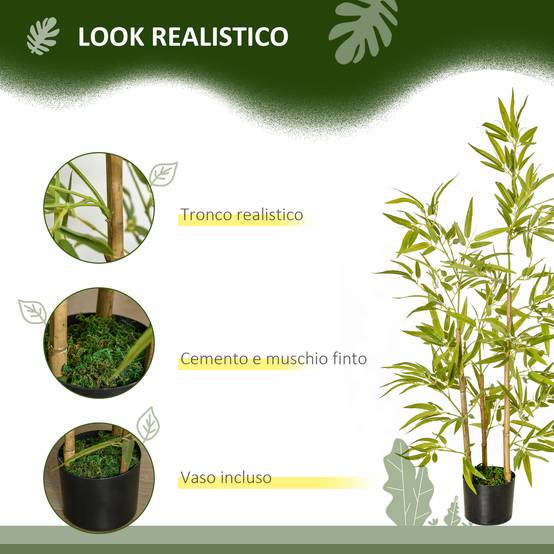 Plante artificielle 120cm en pot, 336 feuilles, bambou réaliste, int/ext - Image 7