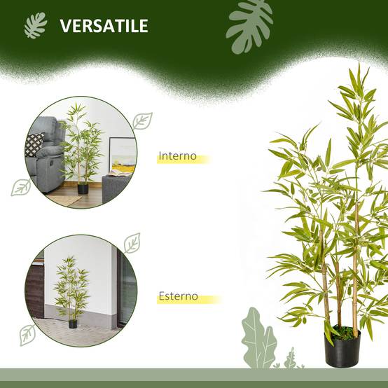 Plante artificielle 120cm en pot, 336 feuilles, bambou réaliste, int/ext - Image 6