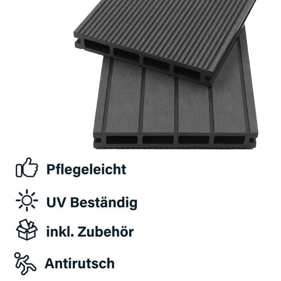 Kit complet de terrasse WPC (y compris sous-structure) HOME DELUXE SAMANA - anthracite 2m² - Image 6