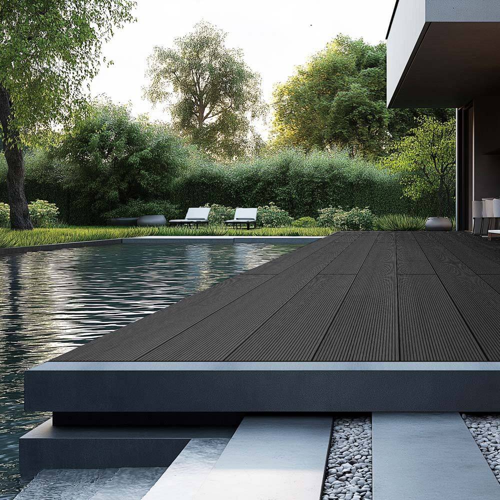 Kit complet de terrasse WPC (y compris sous-structure) HOME DELUXE SAMANA - anthracite 2m² - Image 3