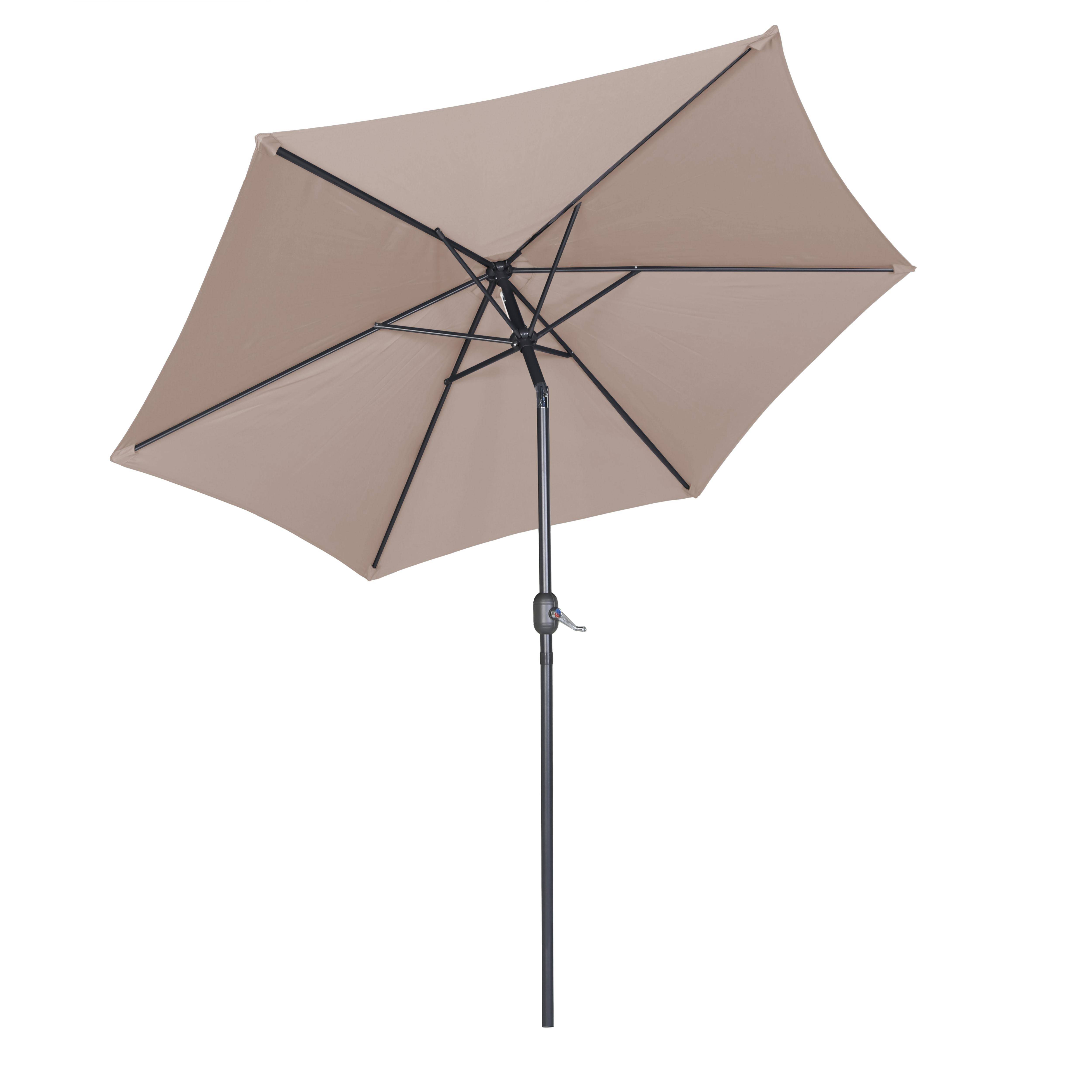 Oviala - Parasol droit inclinable 3m et 4 dalles lestées aluminium taupe Matera - Oviala - Imagen 4