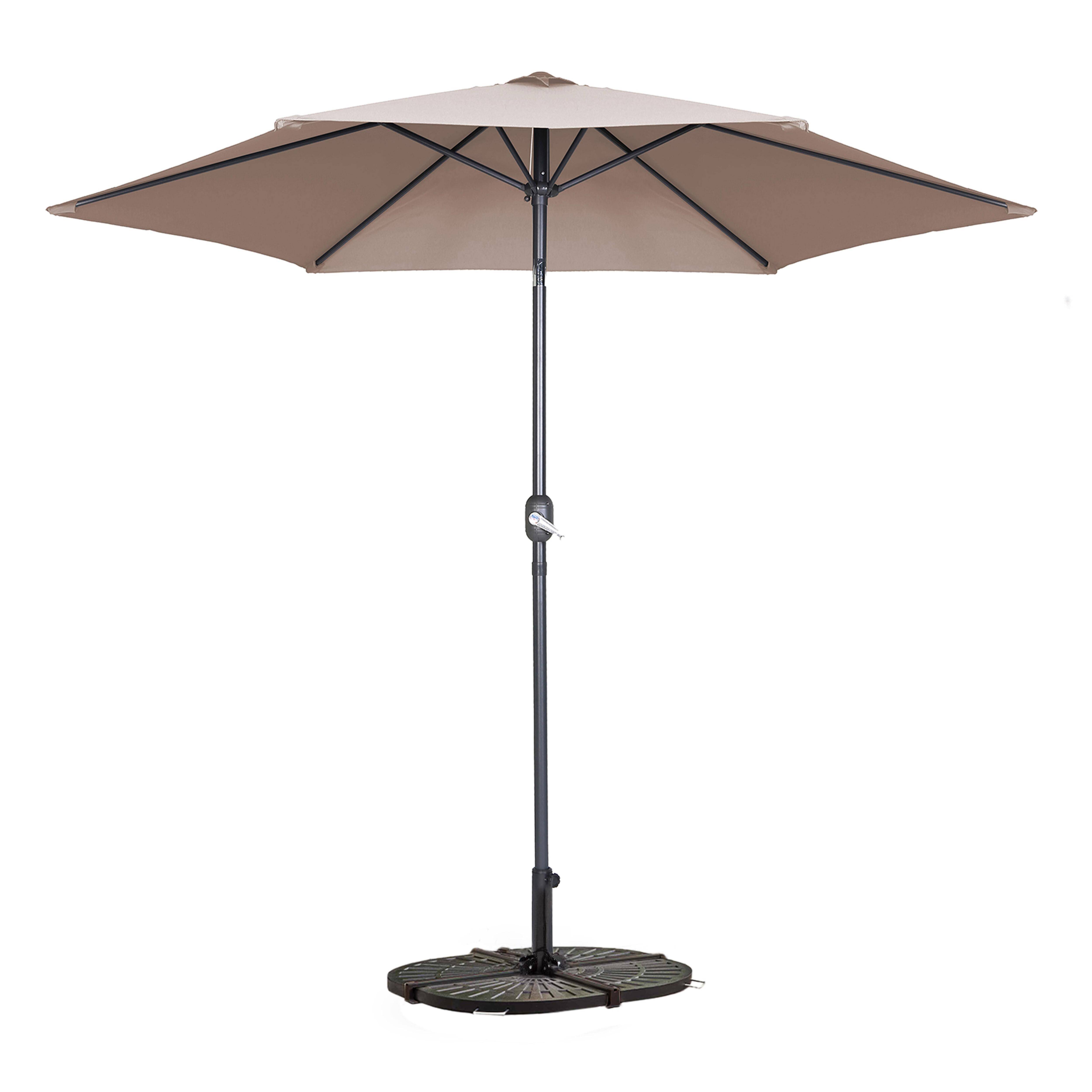 Oviala - Parasol droit inclinable 3m et 4 dalles lestées aluminium taupe Matera - Oviala - Imagen 1