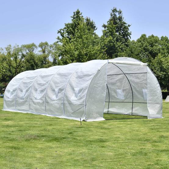Serre tunnel 24m² PE armé 130gr/m² 10 lucarnes acier thermo laqué Green Protect - Image 2