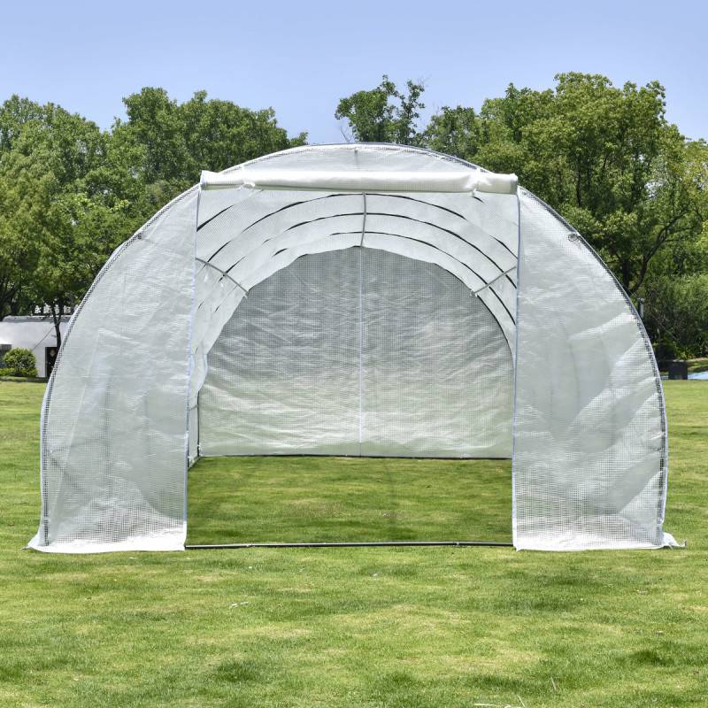 Serre tunnel 24m² PE armé 130gr/m² 10 lucarnes acier thermo laqué Green Protect - Image 5