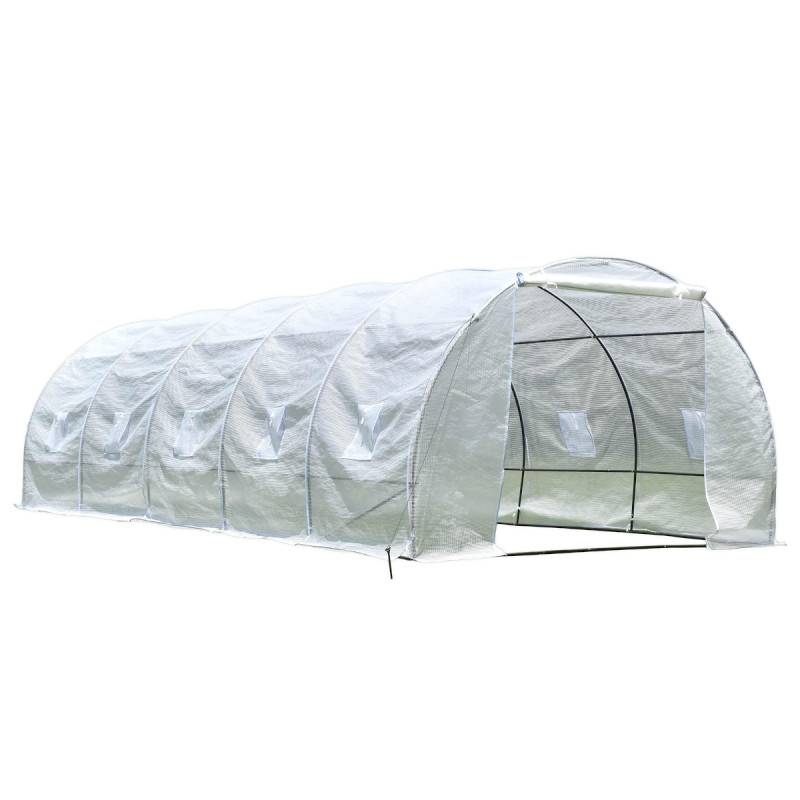Serre tunnel 24m² PE armé 130gr/m² 10 lucarnes acier thermo laqué Green Protect - Image 6