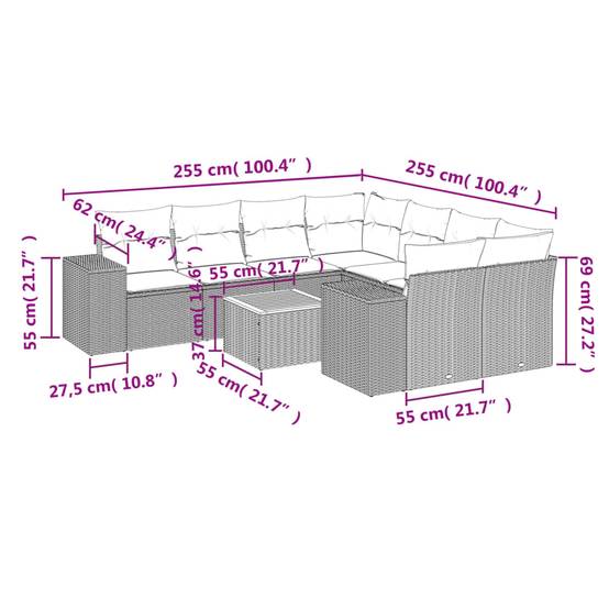 Canapé d'Angle de Jardin 8 Places Gris Résine Tressée Modulable avec Rangement – ComfortXL Outdoor Living - Image 3