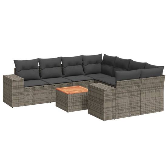 Canapé d'Angle de Jardin 8 Places Gris Résine Tressée Modulable avec Rangement – ComfortXL Outdoor Living - Image 2