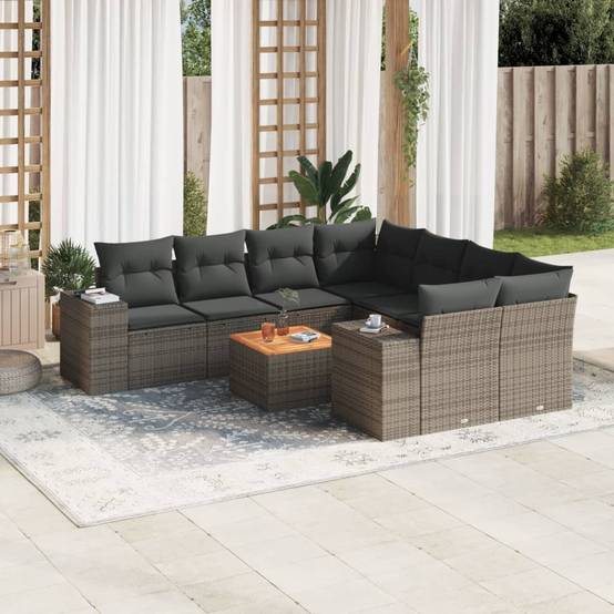 Canapé d'Angle de Jardin 8 Places Gris Résine Tressée Modulable avec Rangement – ComfortXL Outdoor Living - Image 1
