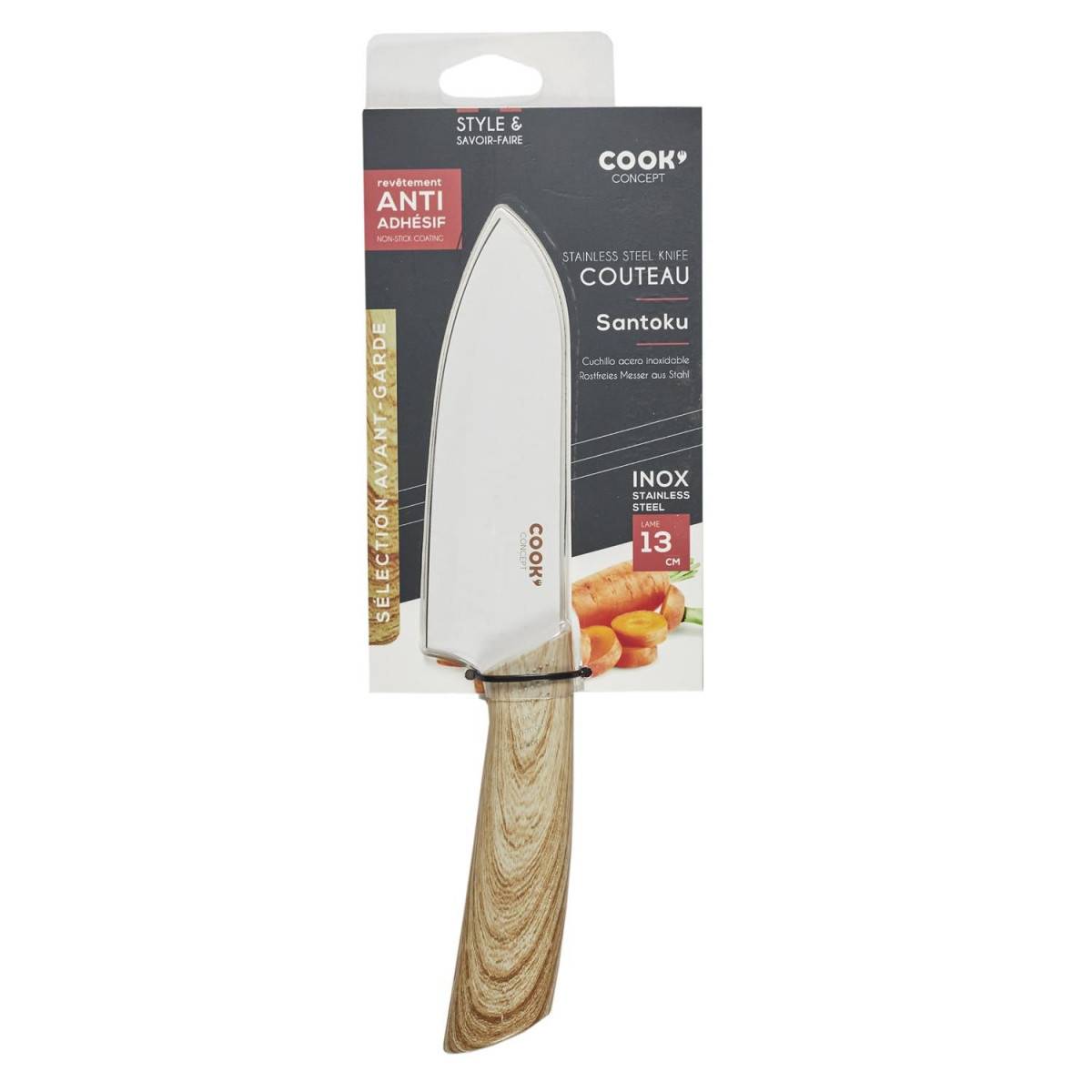 Cook Concept - Couteau Santoku "Anti-Adhésif" 24cm Naturel - Image 4