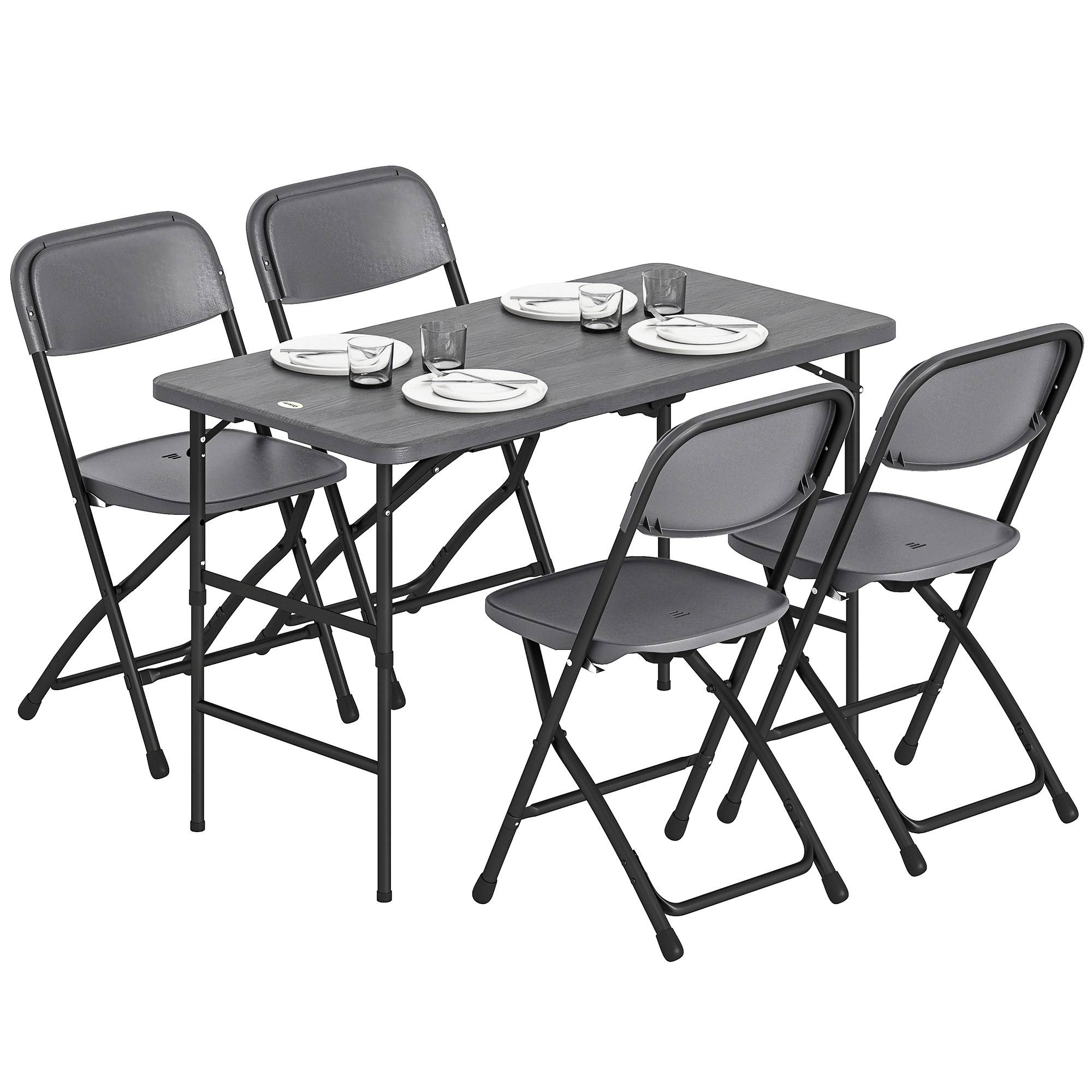 PANGIVO - Salon de jardin acier HDPE gris foncé 118 x 60 x 74 cm - PANGIVO