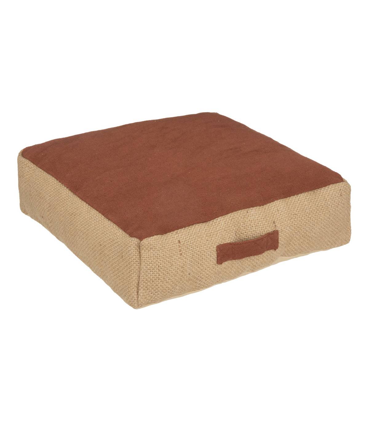 Coussin de sol en Coton Terracotta et Jute 48 x 48 cm