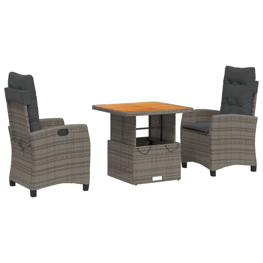 Salon de Jardin 2 Personnes Gris avec Fauteuils Relax et Table Basse Relevable – ComfortXL Outdoor Living - Image 2