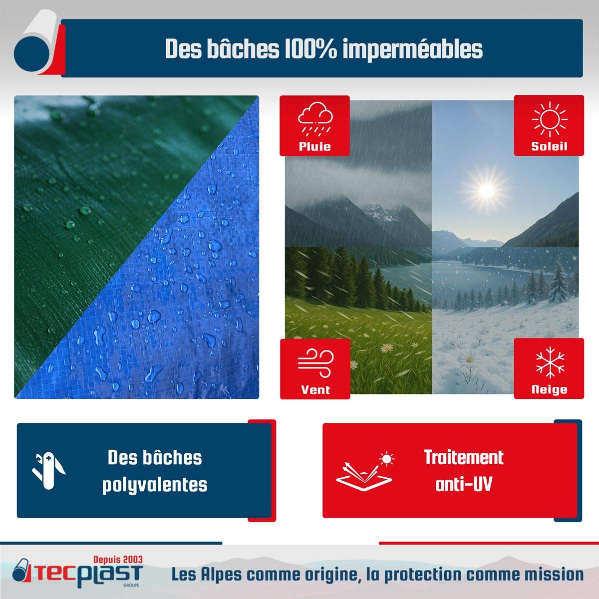 Pack 2 Bâches Agricoles - Tailles Complémentaires - 3x5m (x1) HQ250AG + 6x10m (x1) SR150AG - Bâches imperméables -PD4AG TECPLAST - Image 4
