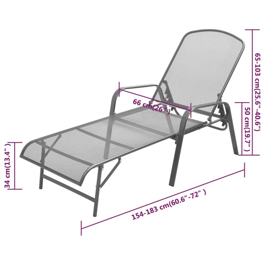 Vidaxl - Chaise longue acier anthracite vidaXL 42725 - Imagen 3