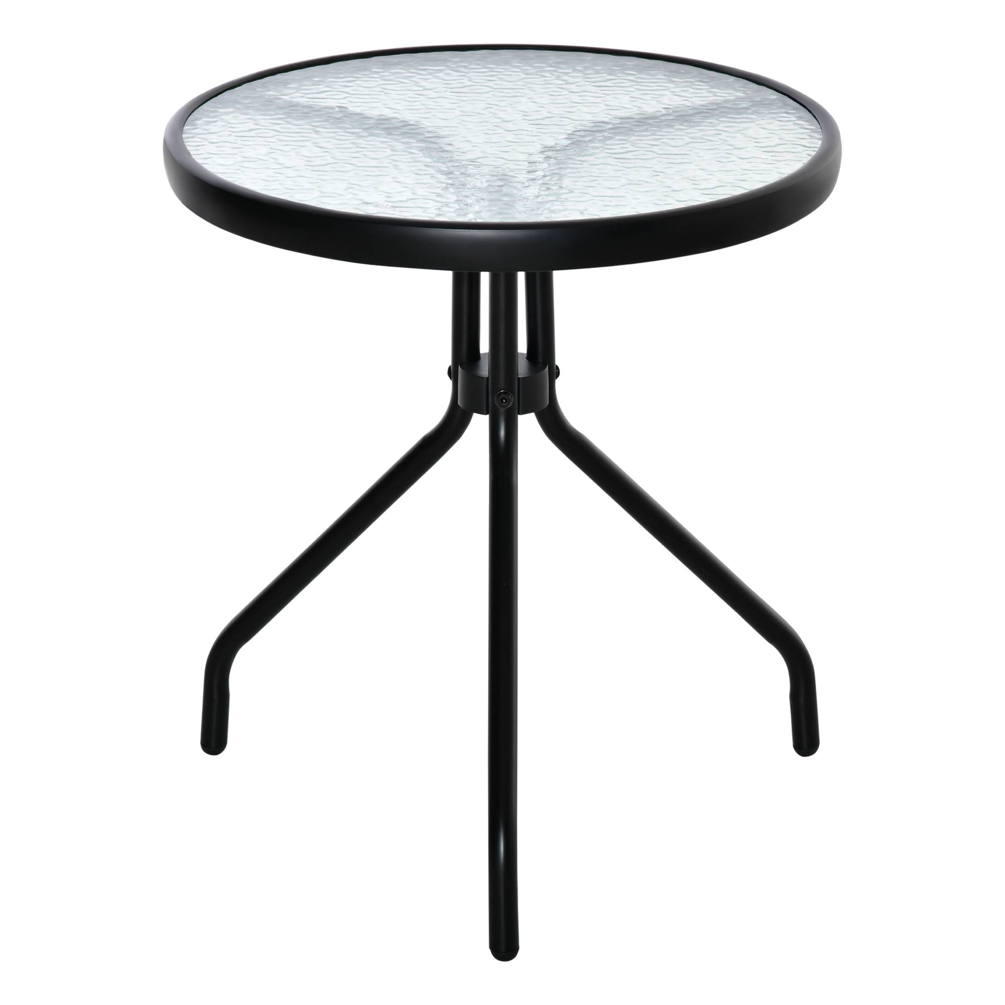ComfortXL - Petite Table Basse de Jardin Acier Verre Trempé Minimaliste Ø50x55cm - ComfortXL Outdoor Living