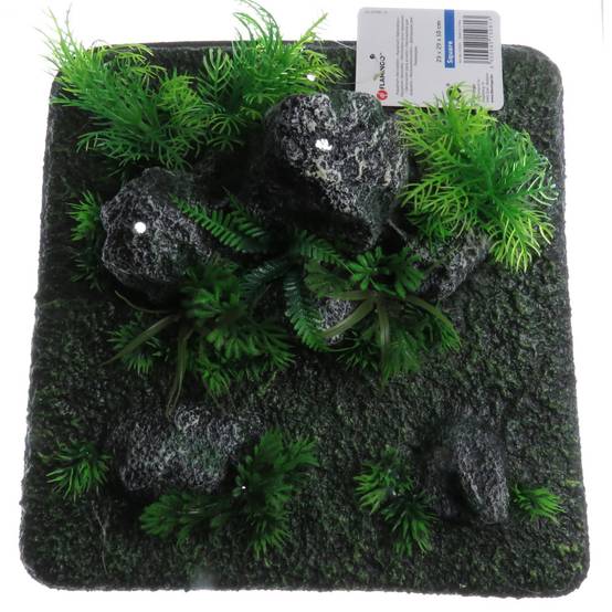 Décoration condroz quadrilatère roche + plante. 29 x 29 x 10 cm. aquarium. - Image 3