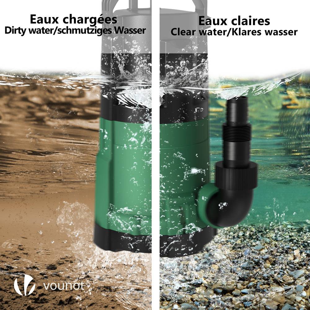 Pompe evacuation 3 en 1 pour eaux chargees 13500L/H profondeur 7m vert - Image 3
