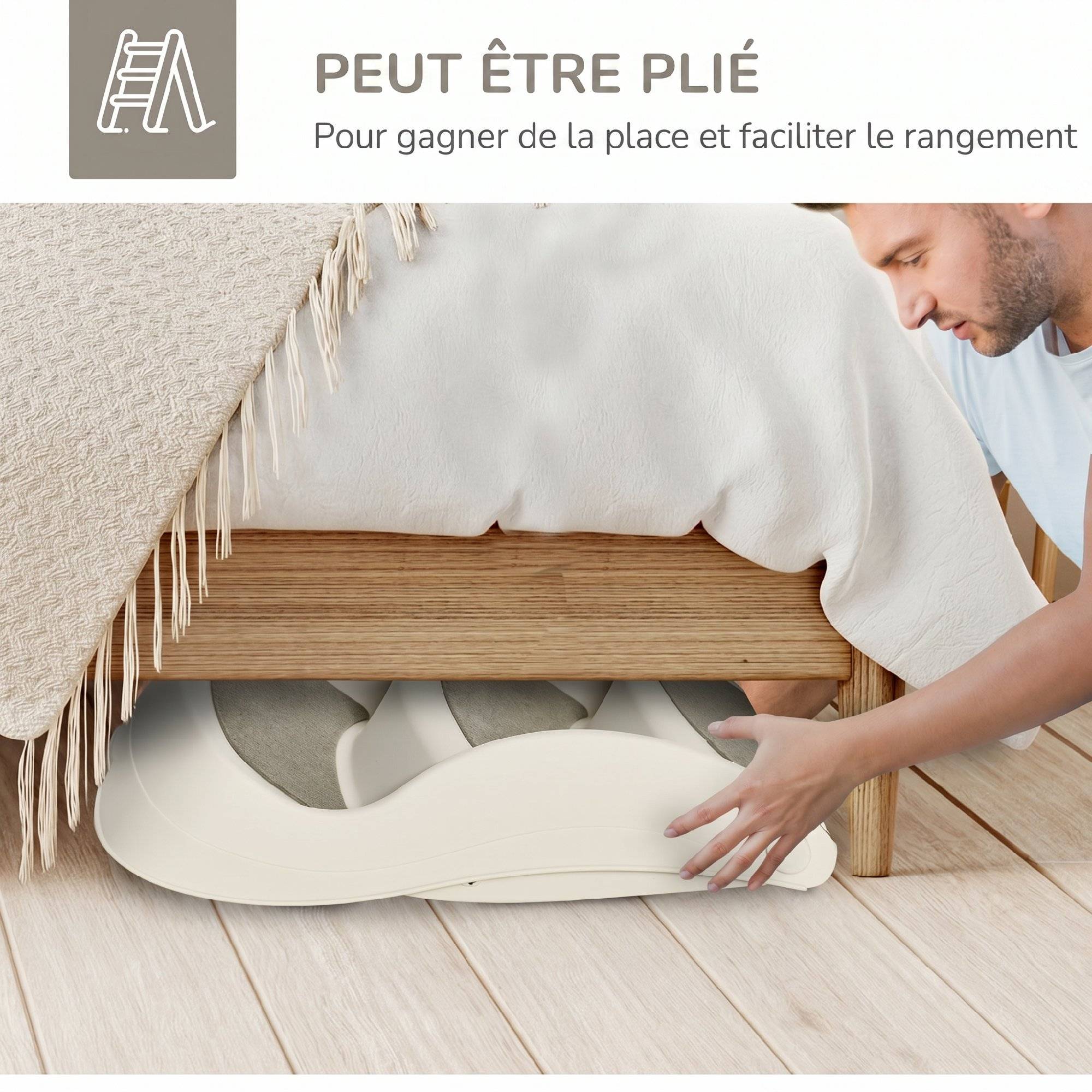 ComfortXL - Escalier pliable antidérapant pour chien et chat 3 marches en plastique crème 49 x 38 x 38 cm pour lit et canapé - Image 5