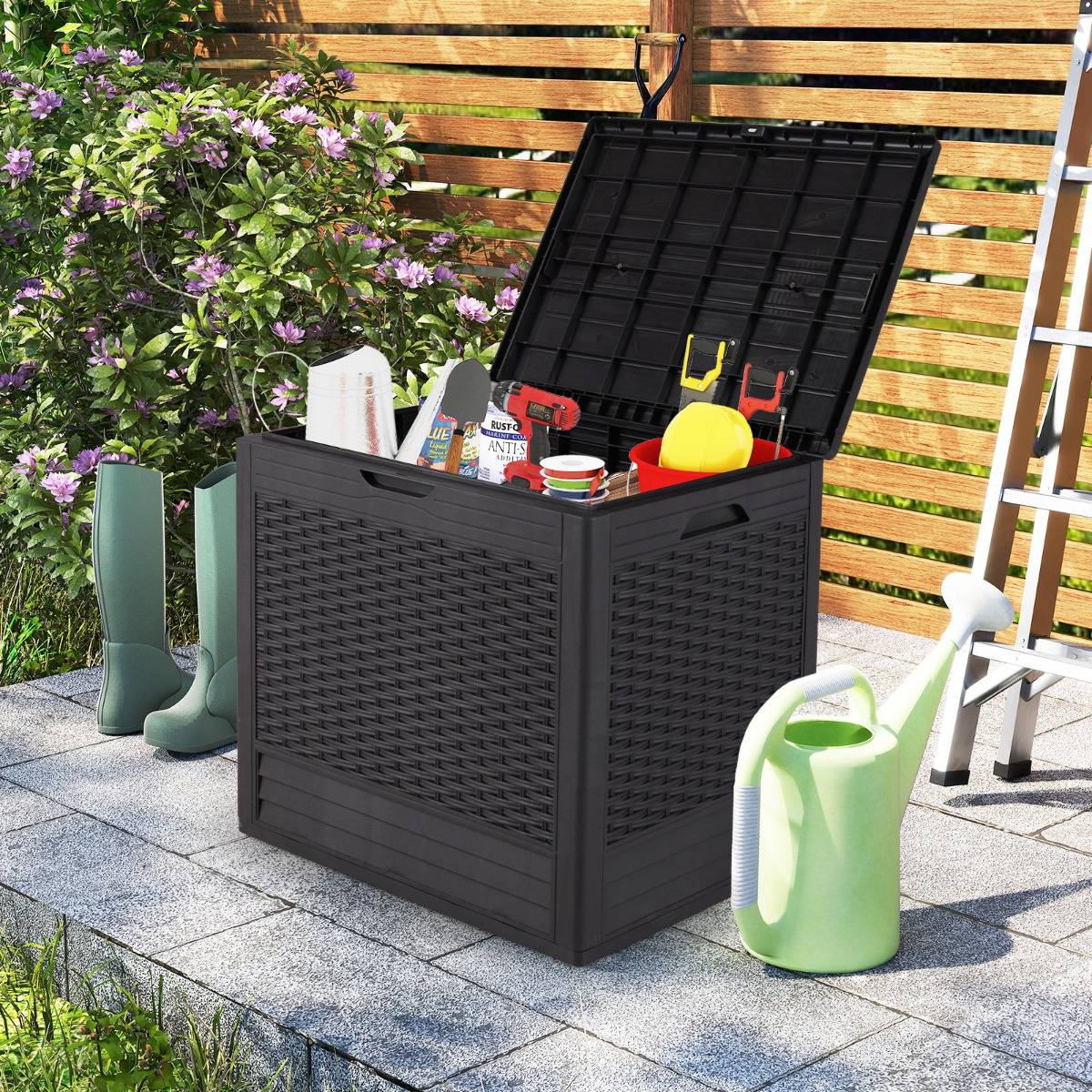 Coffre de Rangement Extérieure Conteneur de Jardin PP 96 L Couvercle Verrouillable Brun - Image 2