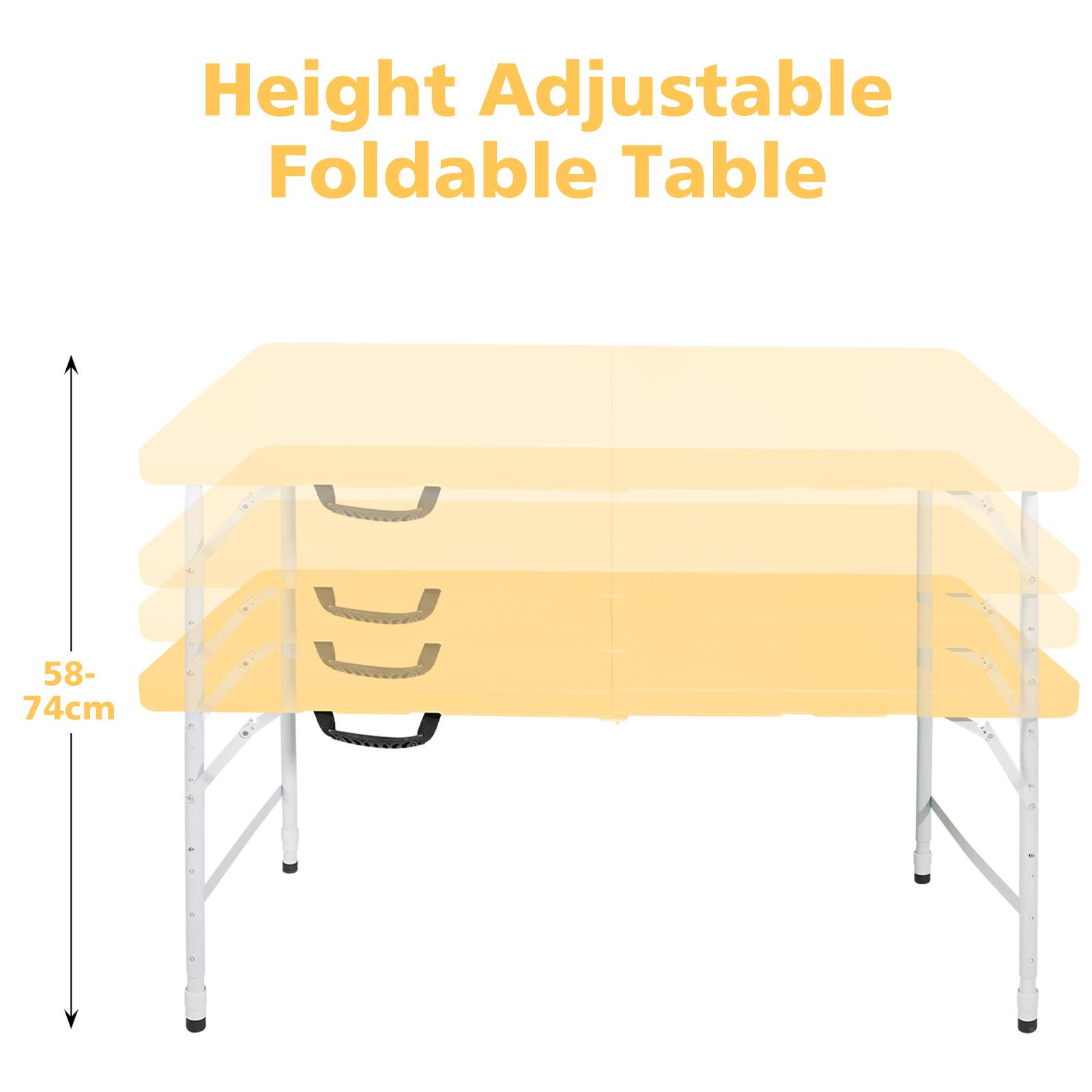 Table pliante en fer et plastique jaune 125 x 61 x 74 cm - PANGIVO - Image 3