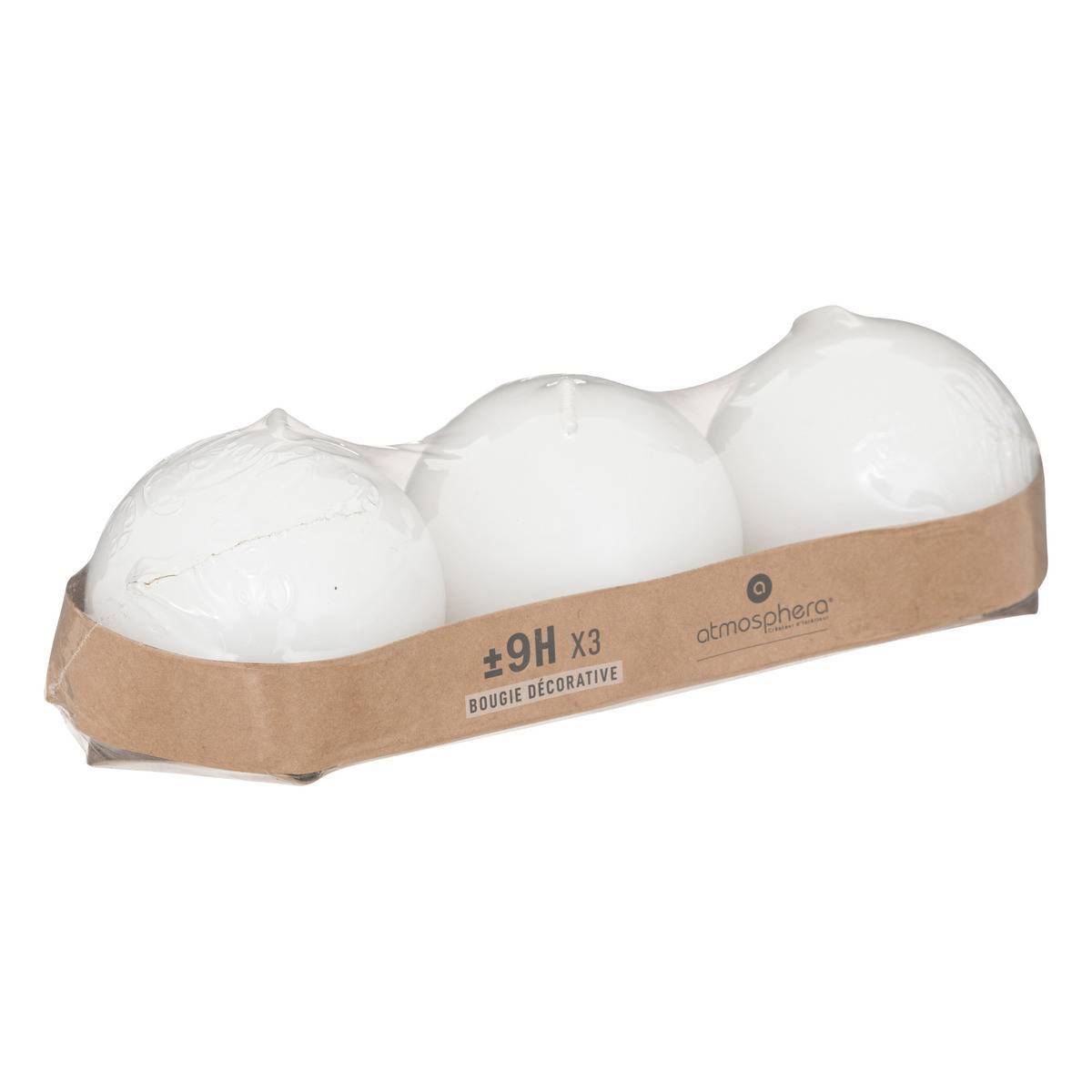 Atmosphera - Bougie boule rustique "Many" blanc 88g - Atmosphera Créateur d'intérieur - Imagen 2