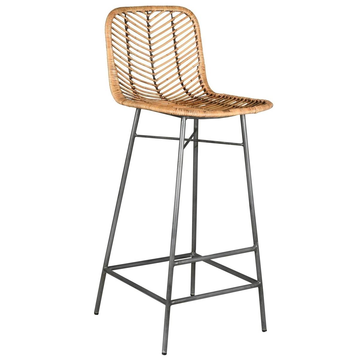 Aubry Gaspard - Tabouret de bar en métal et rotin - Imagen 1