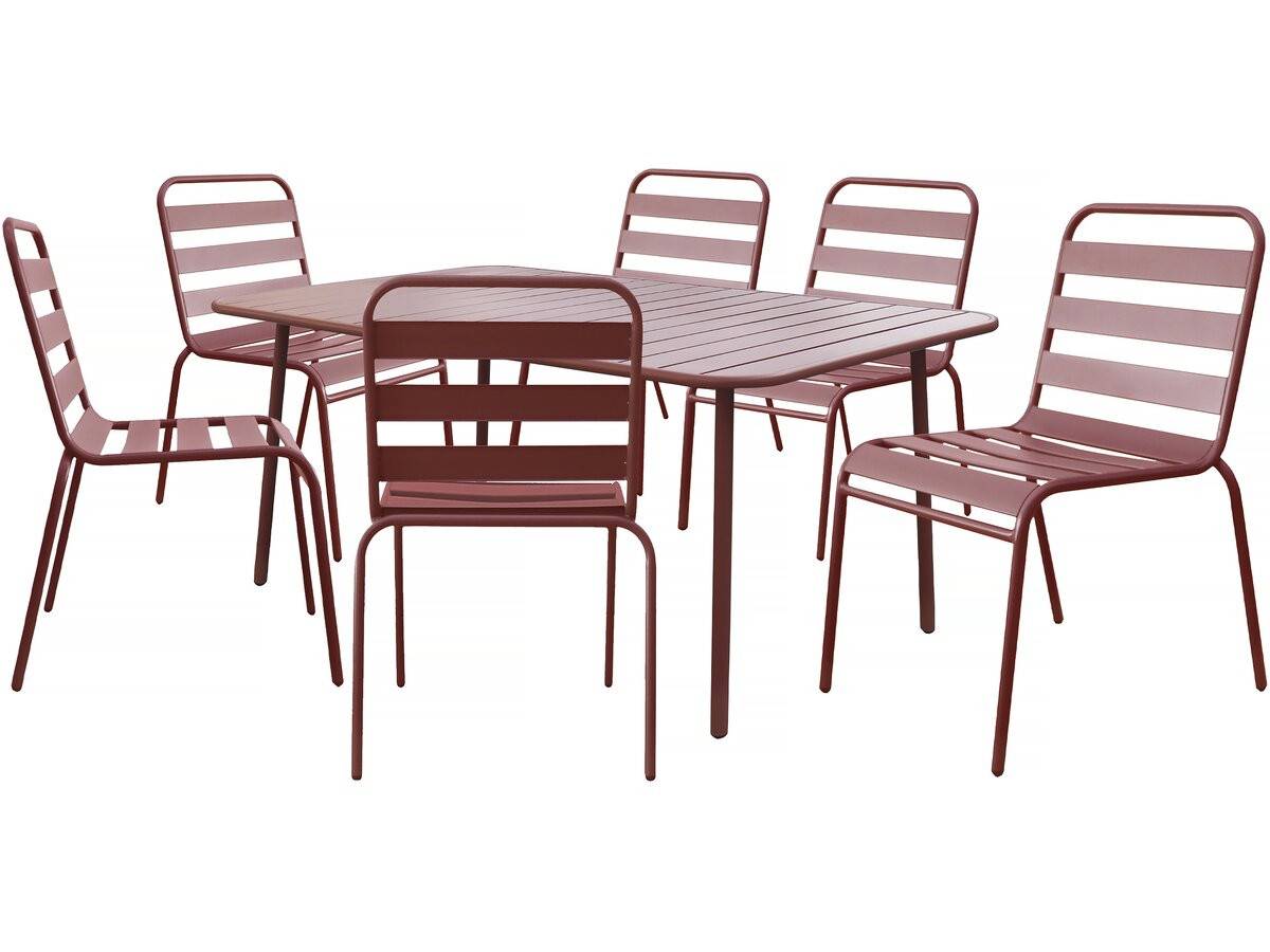 Table Et Chaises De Jardin En Métal "bilbao" - 6 Places - Terracotta -habitat Et Jardin - Image 1