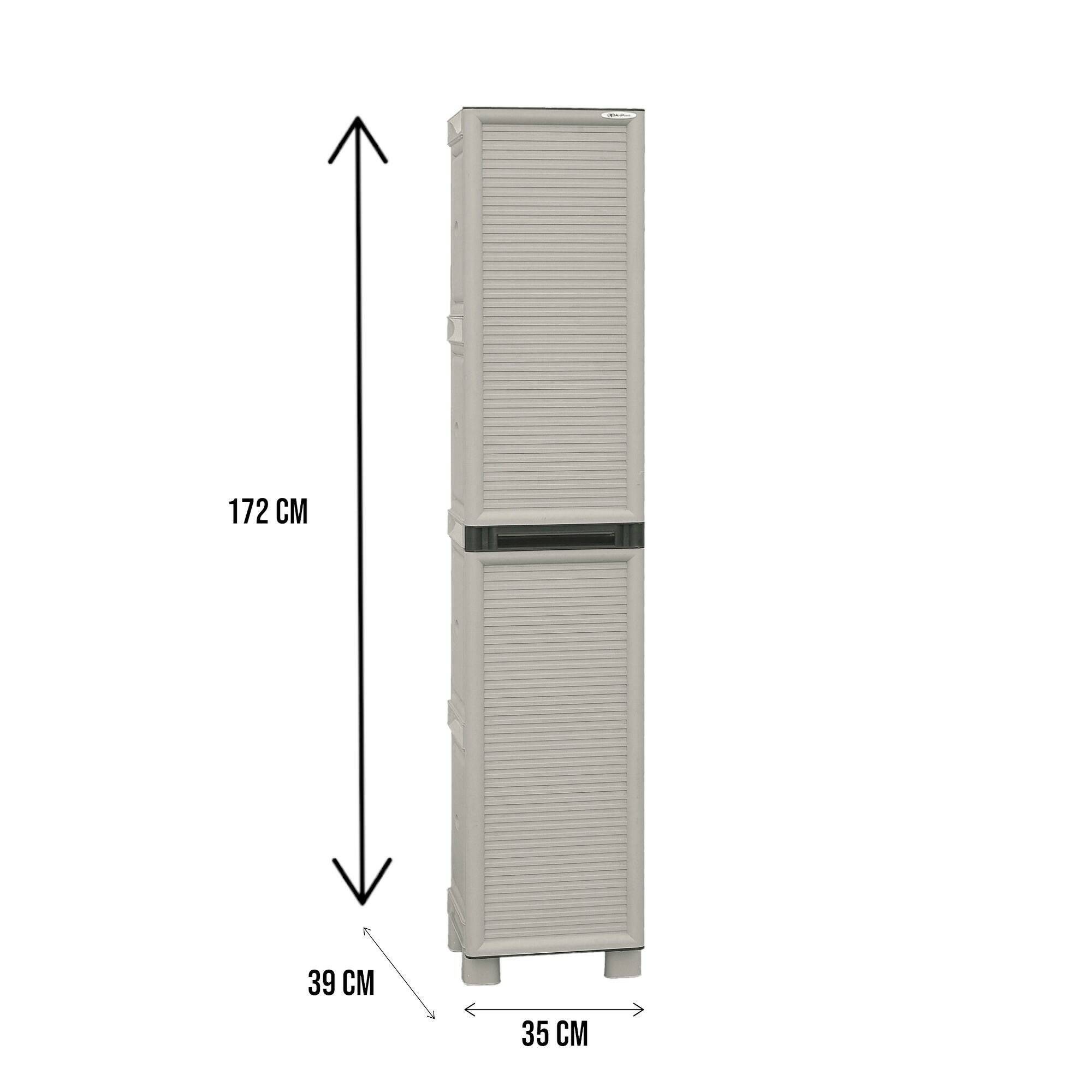 Dmora - Armoire d'extérieur Dbaldanz, Mobilier d'extérieur, Armoire de buanderie polyvalente, 100% Made in Italy, Gris clair, 35x39h172 cm - Dmora - Imagen 3