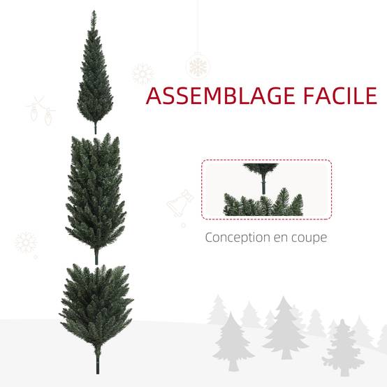 Sapin de Noël artificiel, arbre de Noël, base en acier, 390 branches épines, décoration de Noël, Ø 55 x 195H cm, vert - Image 8