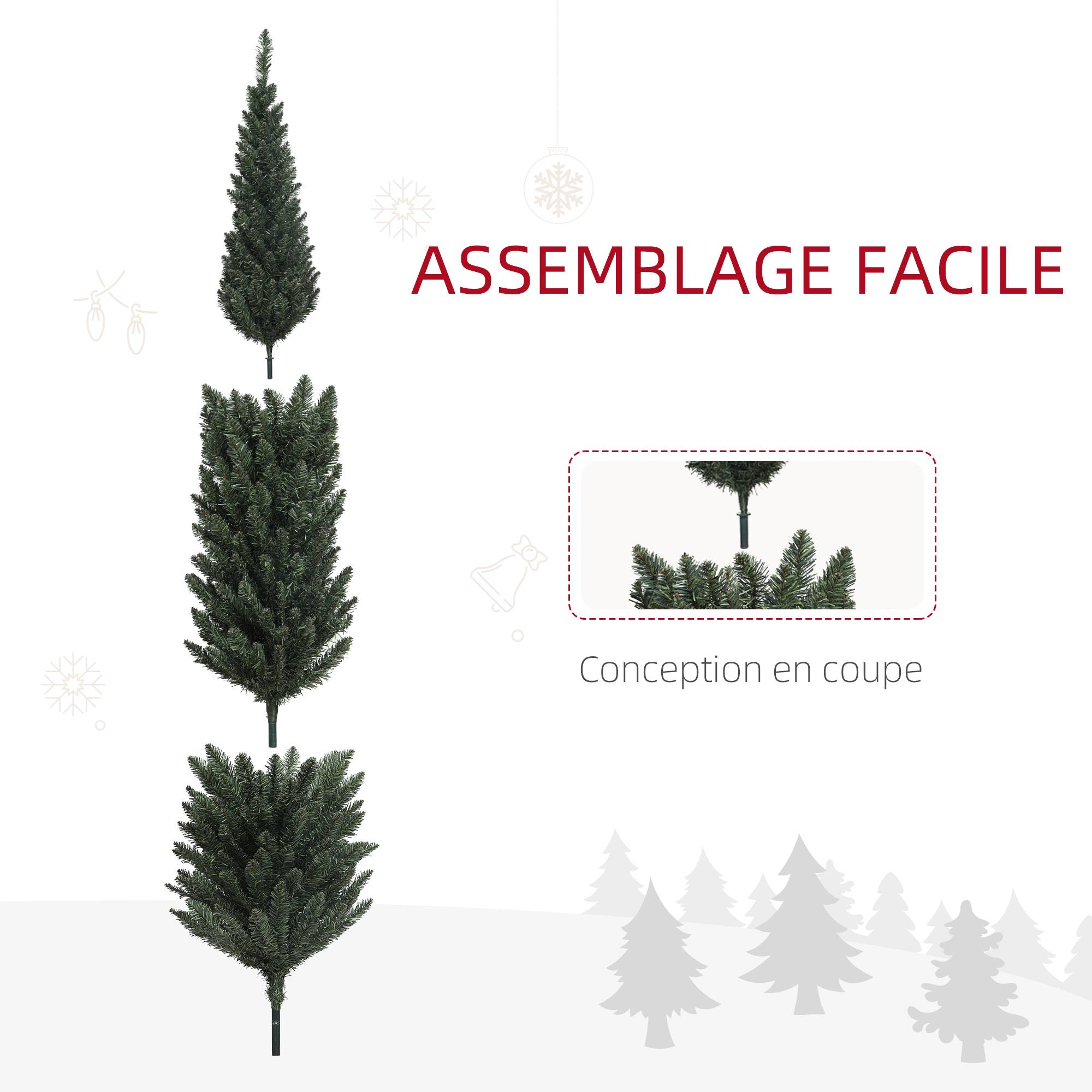 Sapin de Noël artificiel, arbre de Noël, base en acier, 390 branches épines, décoration de Noël, Ø 55 x 195H cm, vert - Image 8
