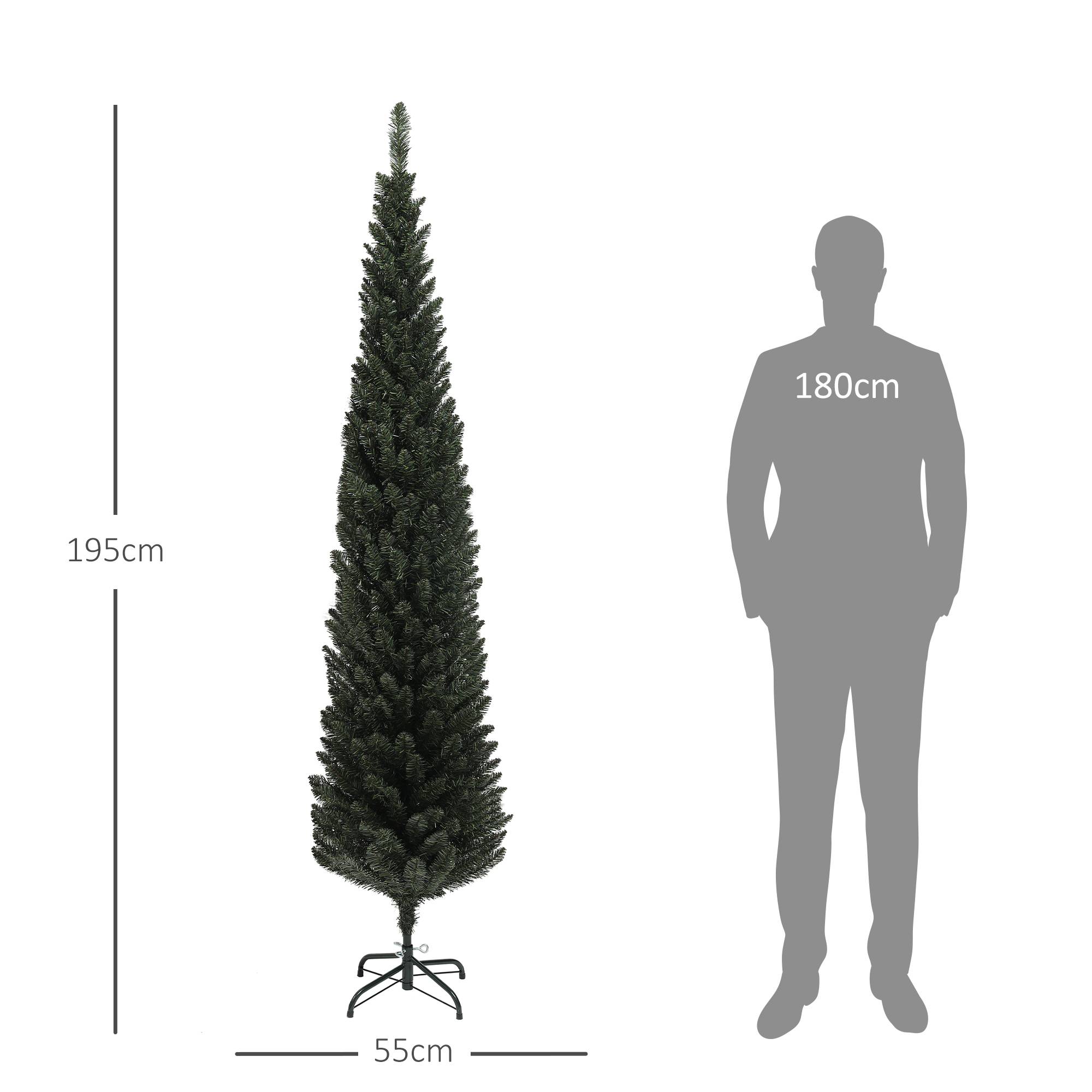 Sapin de Noël artificiel, arbre de Noël, base en acier, 390 branches épines, décoration de Noël, Ø 55 x 195H cm, vert - Image 5