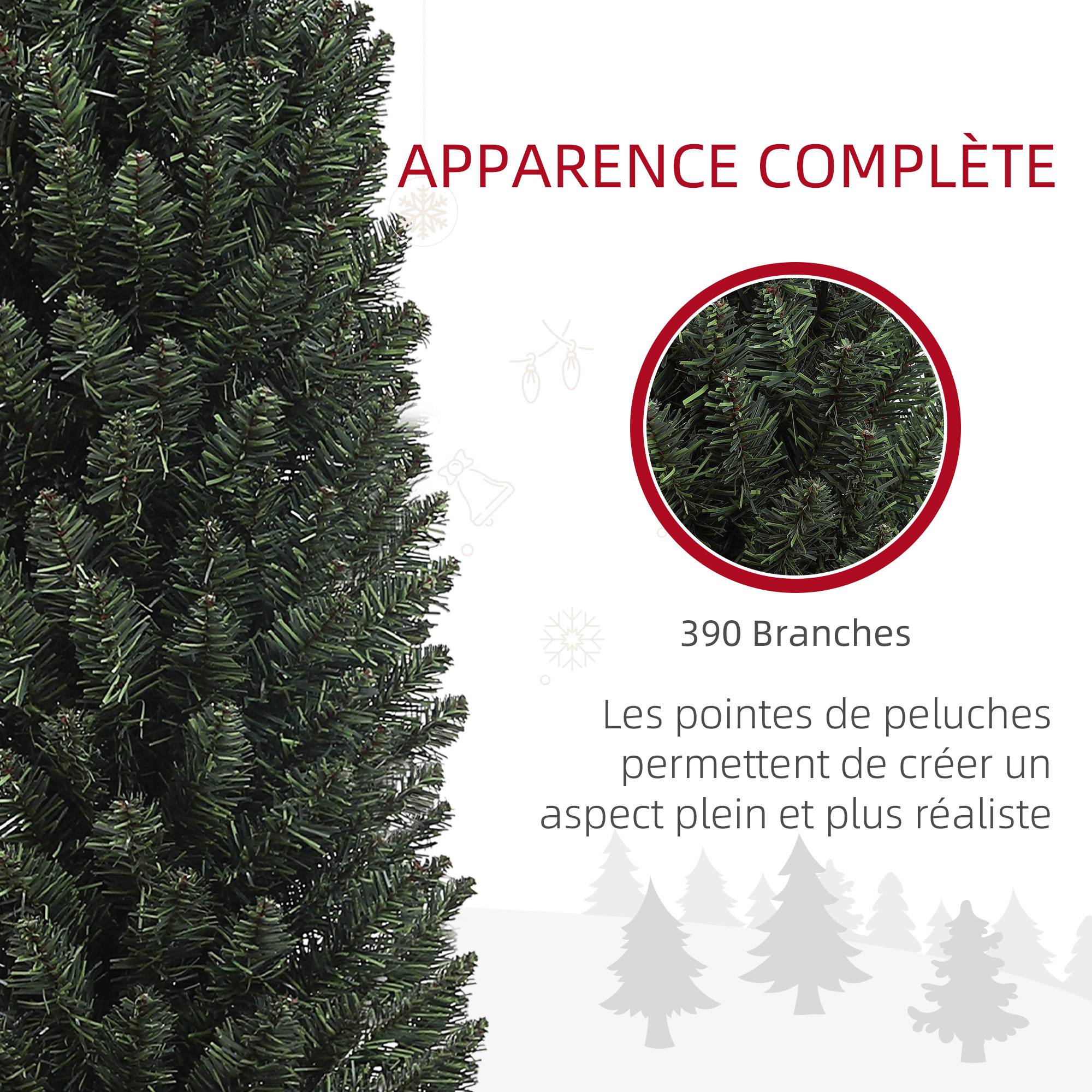 Sapin de Noël artificiel, arbre de Noël, base en acier, 390 branches épines, décoration de Noël, Ø 55 x 195H cm, vert - Image 7