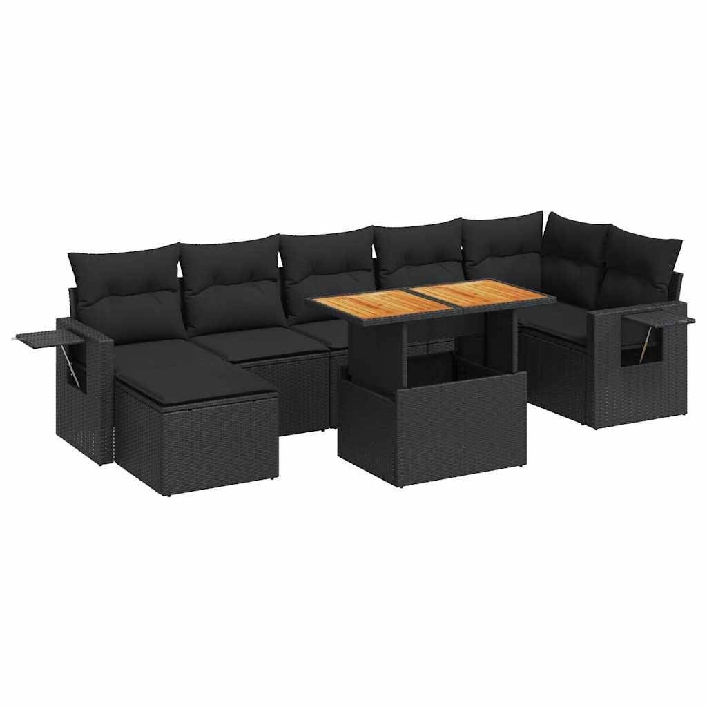 Salon de Jardin 8 Places Résine Tressée avec Table Relevable et Rangement Intégré Noir et Noir – ComfortXL Outdoor Living - Image 2