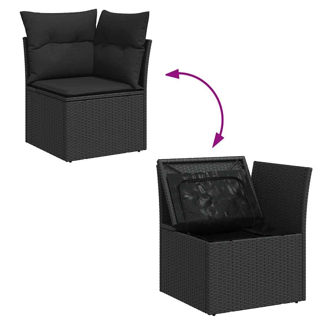 Salon de Jardin 8 Places Résine Tressée avec Table Relevable et Rangement Intégré Noir et Noir – ComfortXL Outdoor Living - Image 10