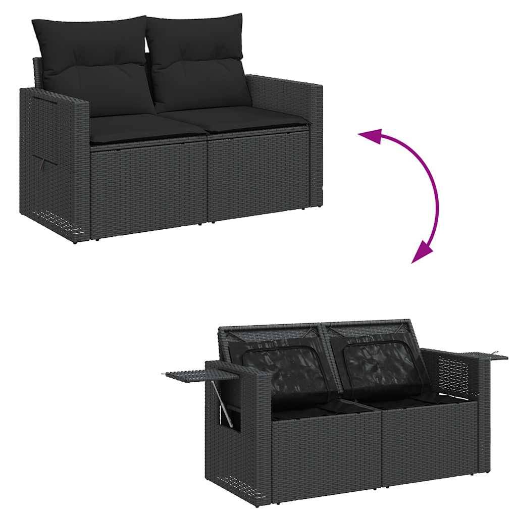 Salon de Jardin 8 Places Résine Tressée avec Table Relevable et Rangement Intégré Noir et Noir – ComfortXL Outdoor Living - Image 8