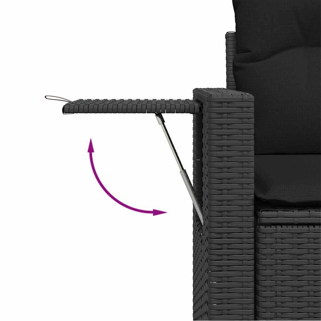 Salon de Jardin 8 Places Résine Tressée avec Table Relevable et Rangement Intégré Noir et Noir – ComfortXL Outdoor Living - Image 3
